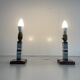 Pair of black and white ceramic table lamps, 1950s, France