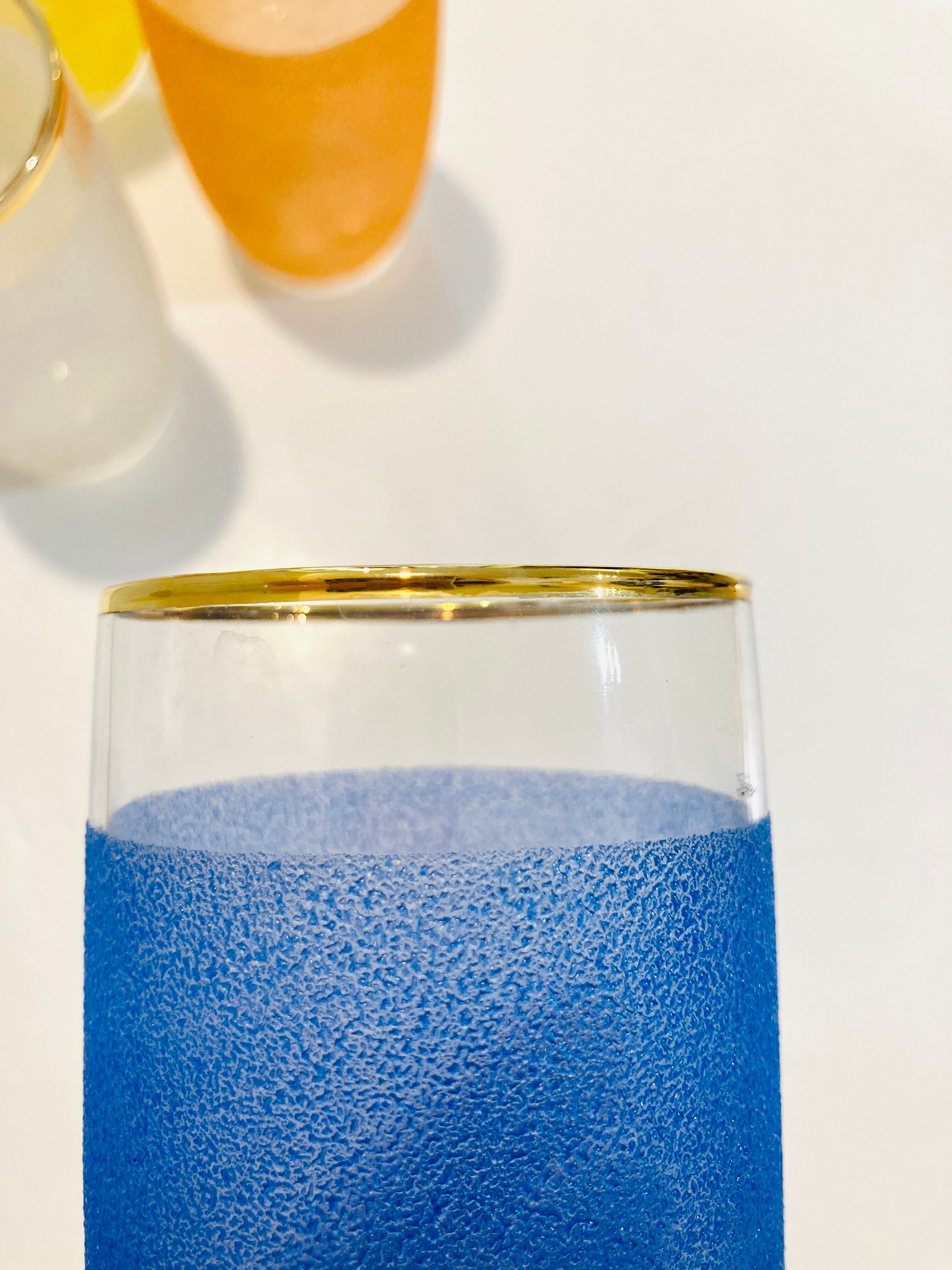 X5 multicolor granite glasses from the 50s/retro/kitchen/vintage
