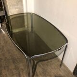 Dining table glass and chrome 1970