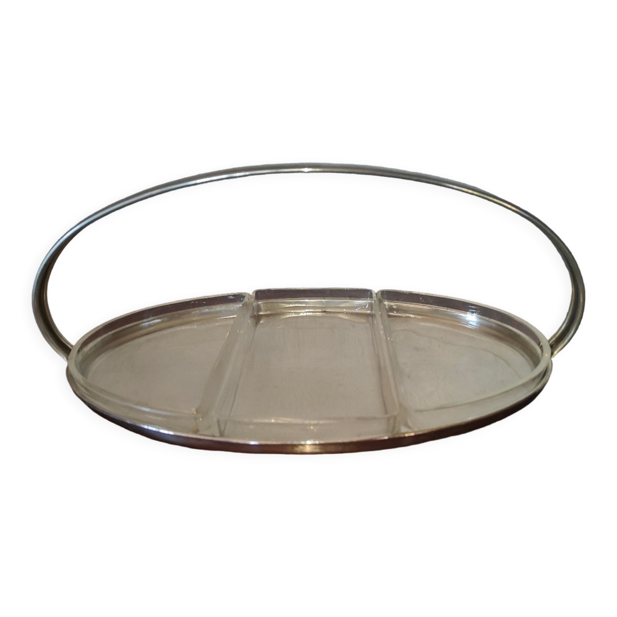 Serving aperitif dish in silver metal WMF German art deco