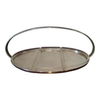 Serving aperitif dish in silver metal WMF German art deco