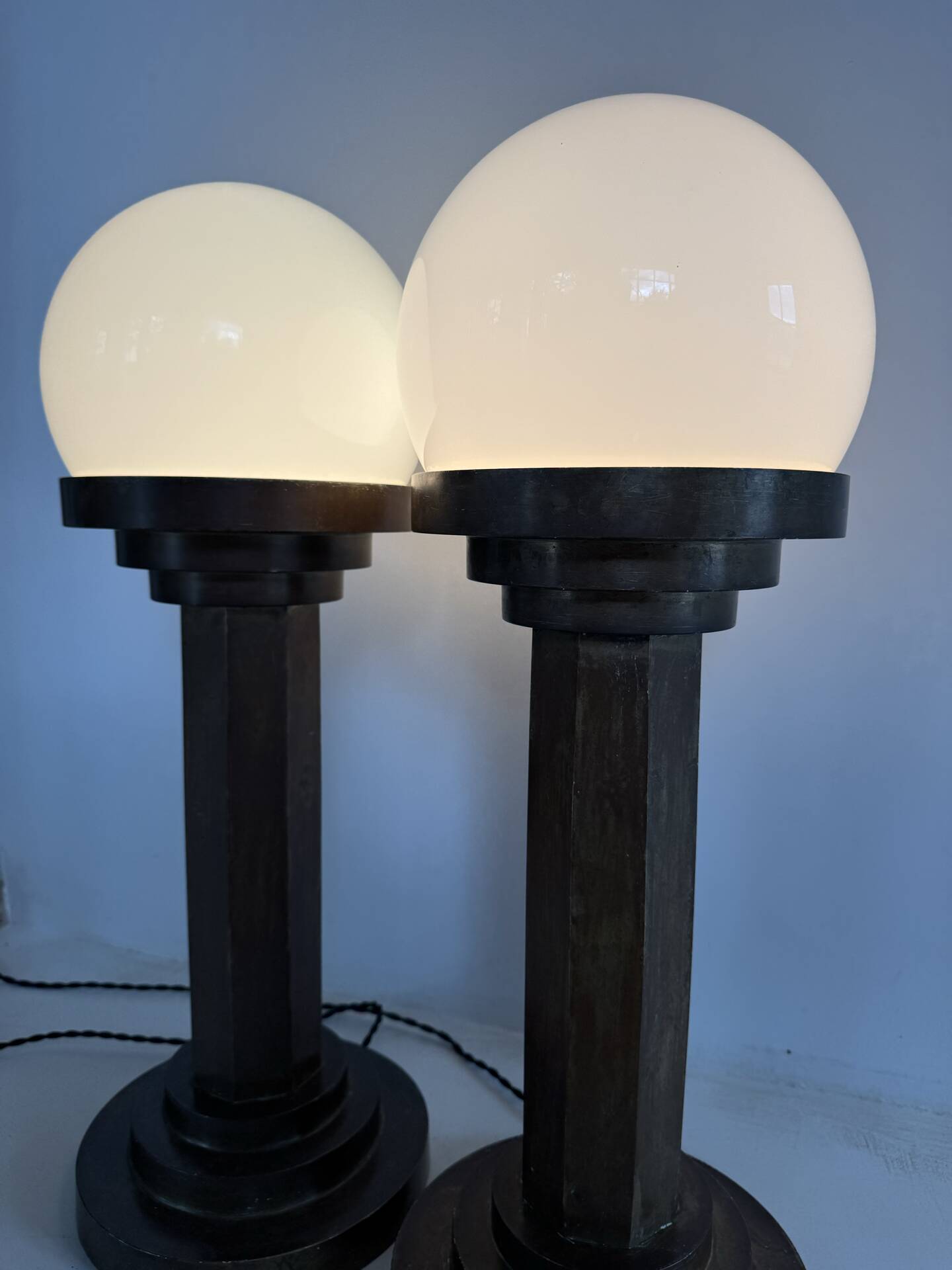Lampes colonnes bronze Art Déco