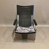 Pair of reclining relax armchairs black leather design 1960