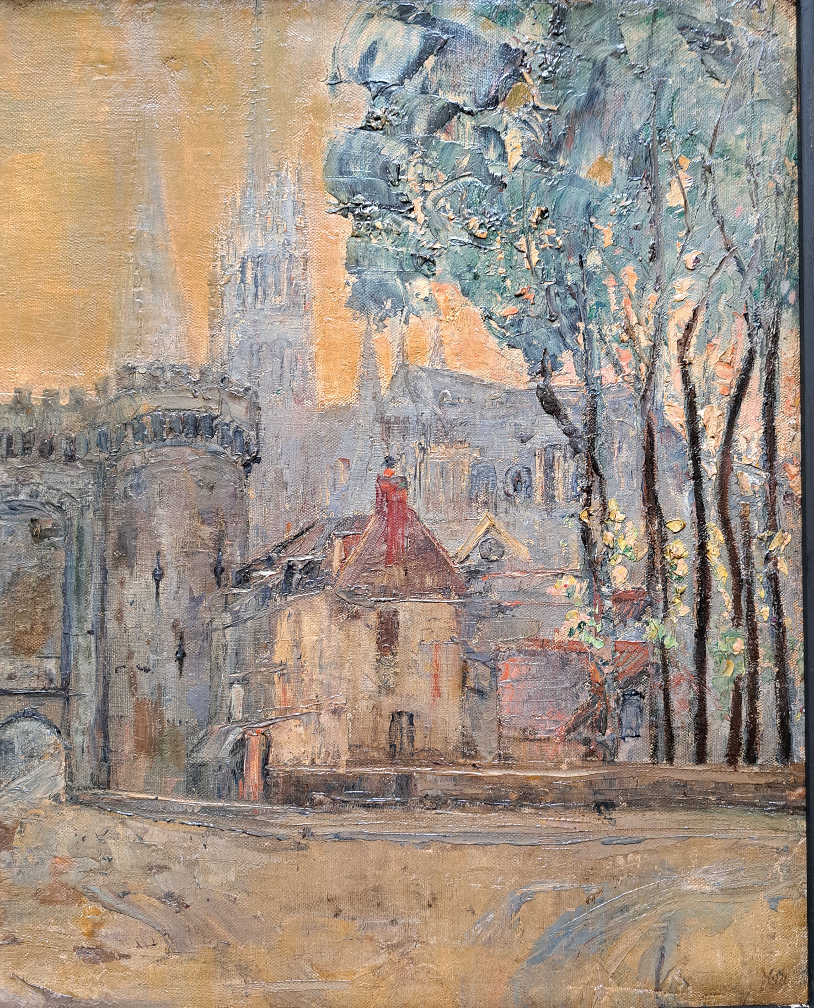 Impressionist and materialist painting - Porte Guillaume and Chartres Cathedral, 1888