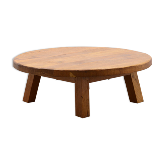 Solid Oak brutalist coffee table.