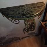 Wrought iron console, marble top 1940, 1950