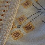 old cotton/linen tablecloth with fringes