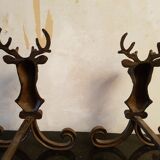 Pair of deer head andirons