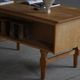 Free-standing oak desk by Henning Kjærnulf, mid-century Danish modernism, 1950s.