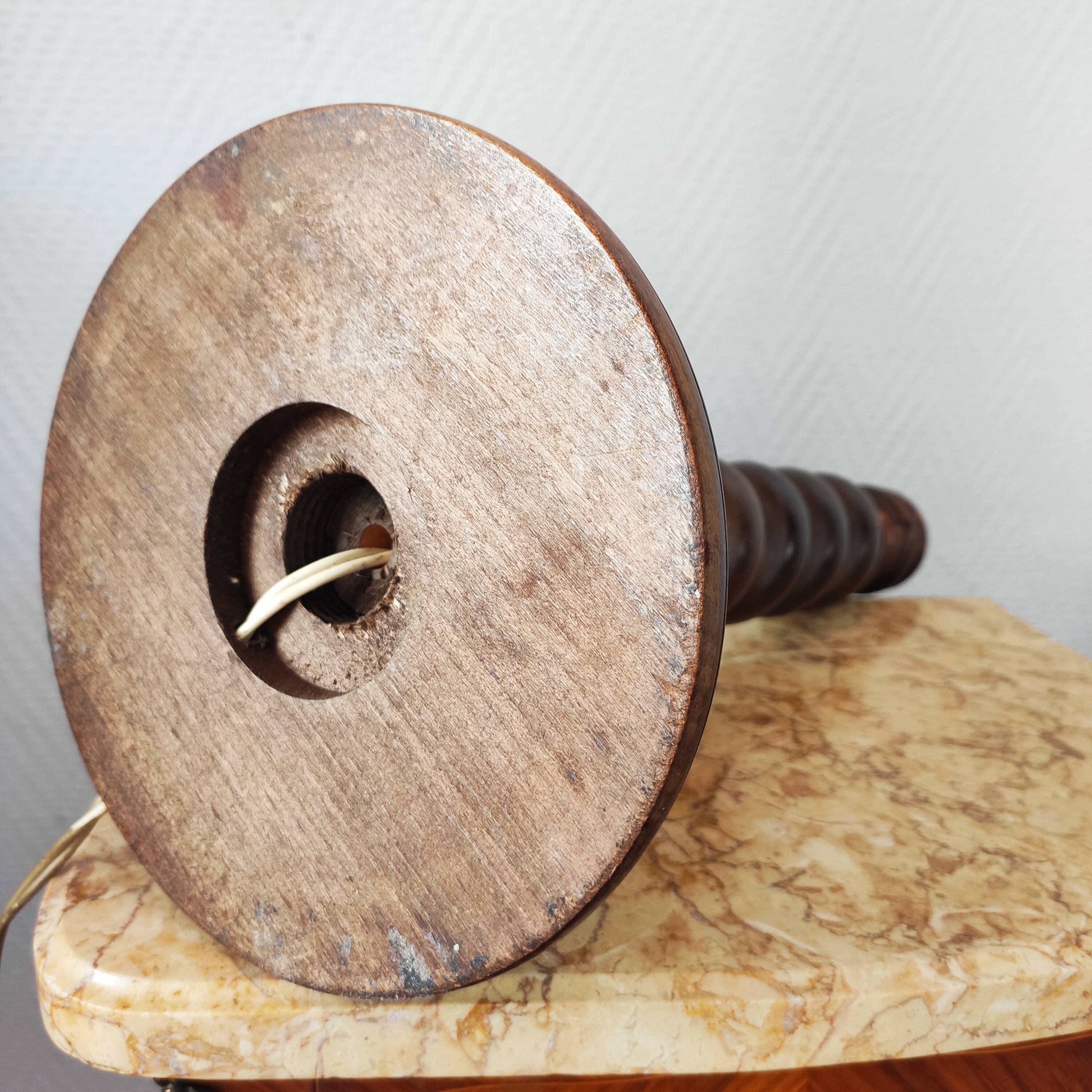 Vintage turned wooden lamp base – France 1950-60