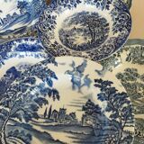 8 blue & white soup plates Broadhurst, Lunéville, Myott and Royal Sphinx Regout Maestricht