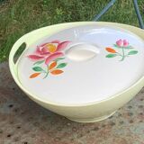 Soup tureen, Gien France, Princess model, in enamelled ceramic, vintage