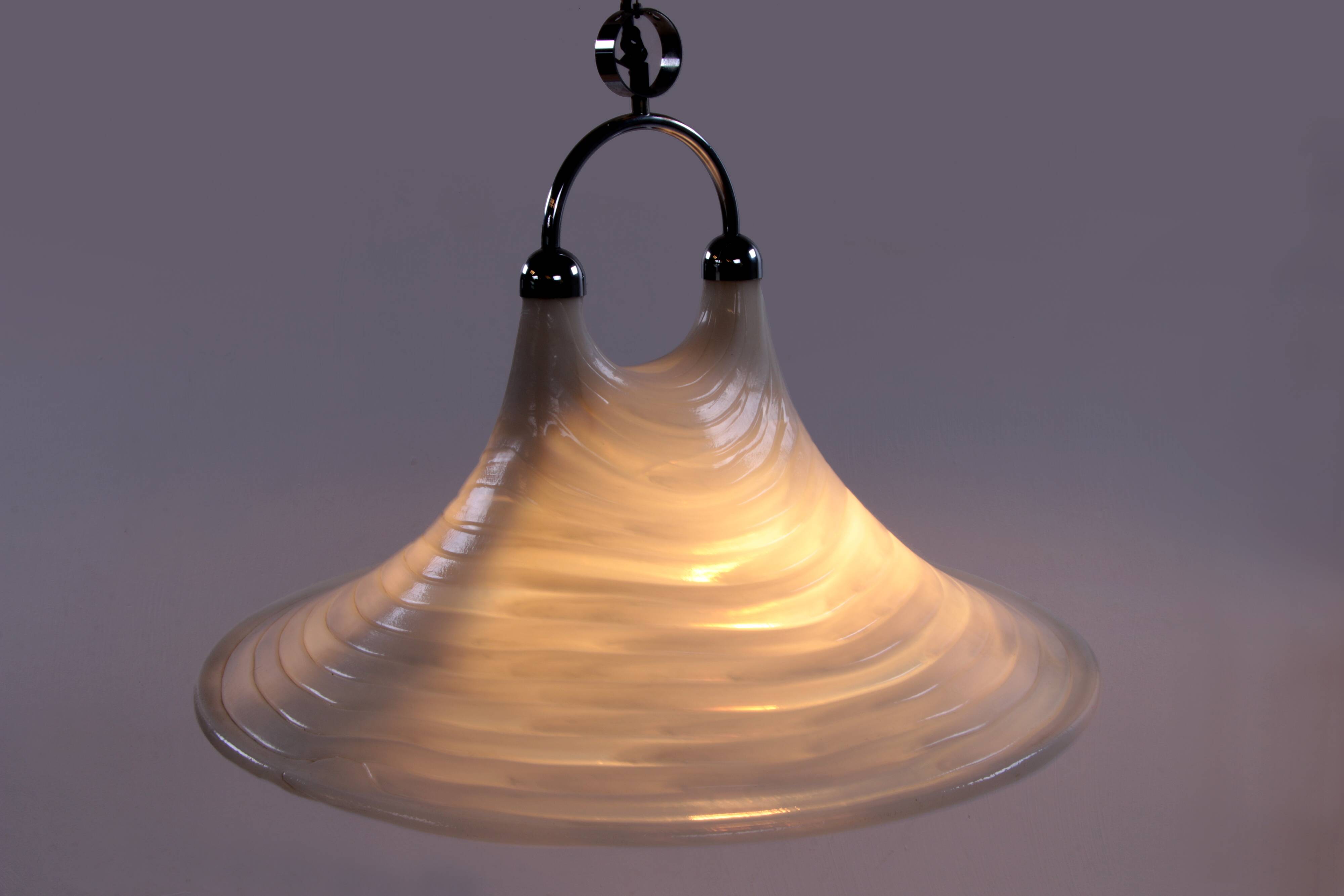 Vintage Space Age White hanging lamp Cristallux Germany 70