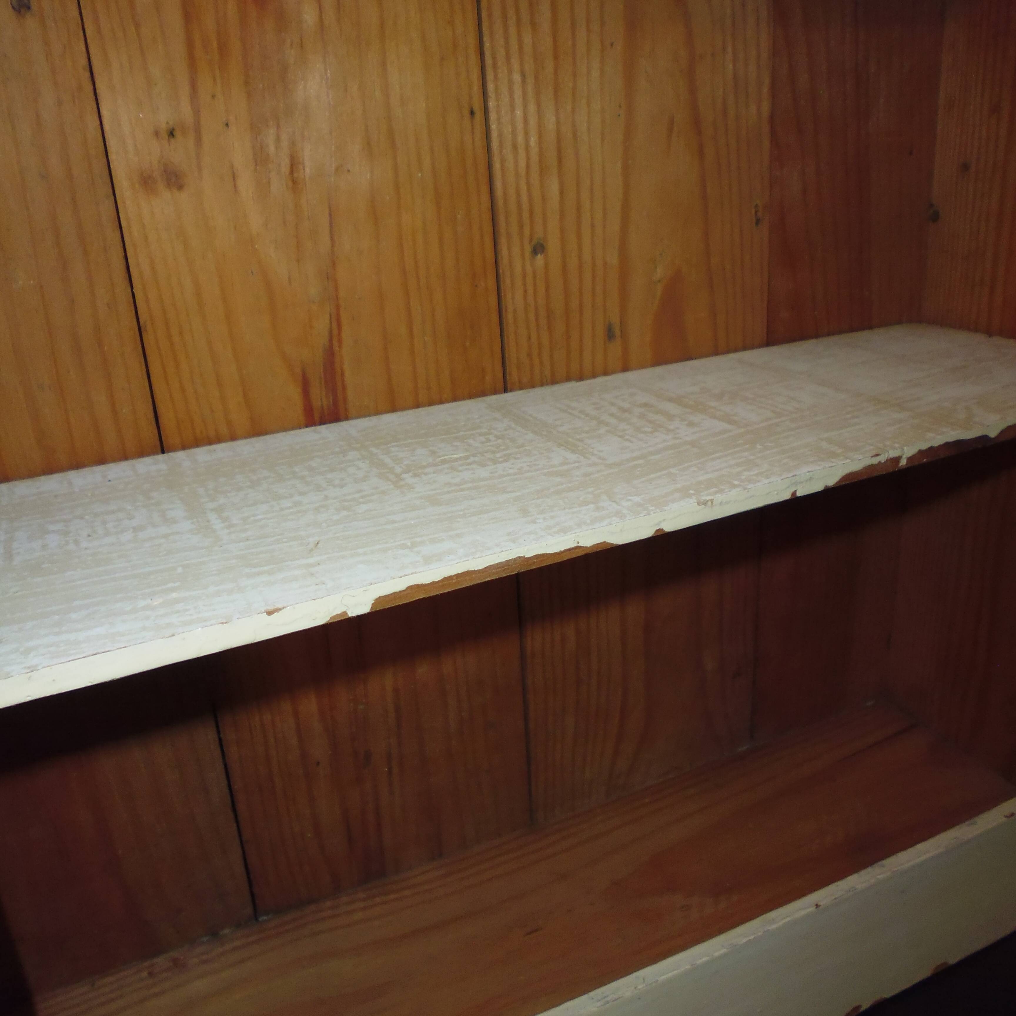 Former wooden medicine cabinet and mirror