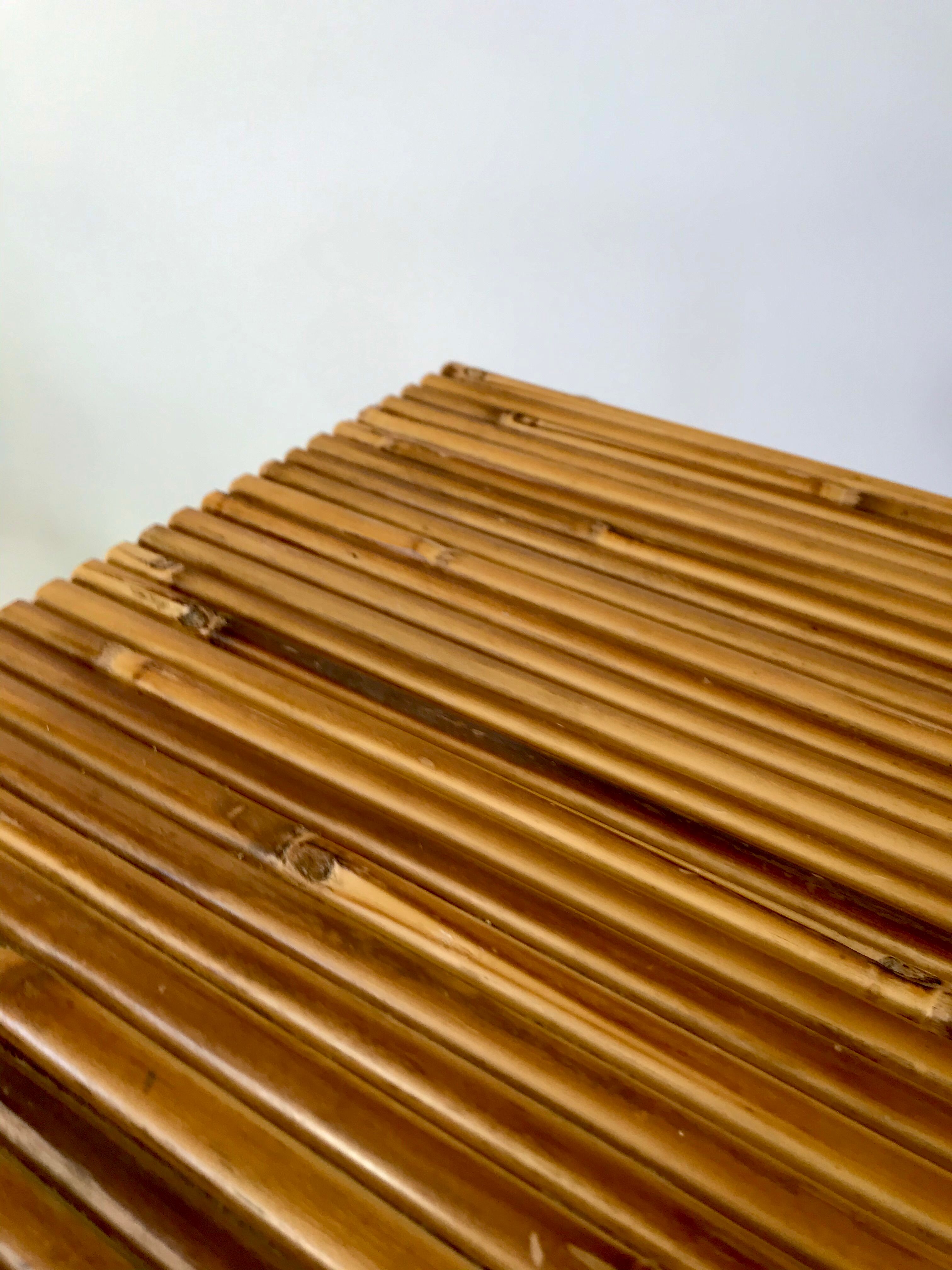 Vintage rattan and bamboo stool 50s-60s