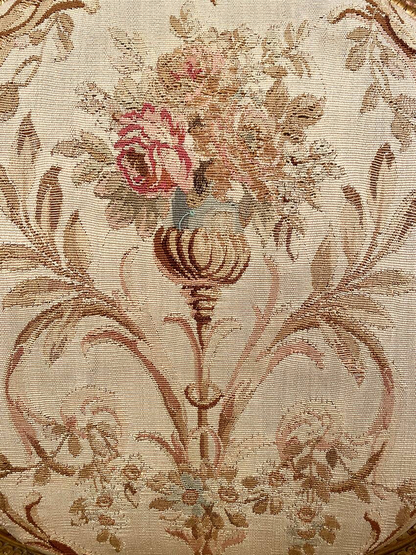 Louis XVI style gilded wood armchair, late 19th or early 20th century