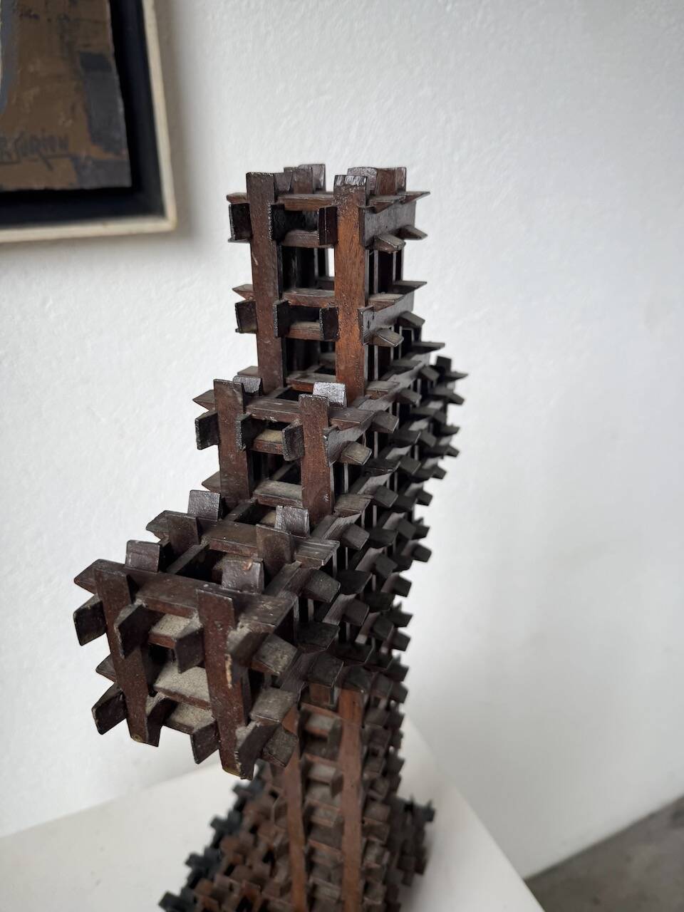 Crucifix sculpture Tramp Art 1900