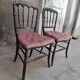 Paire de chaises Napoléon III noir et velours rose