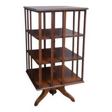 Large Revolving Bookcase in Solid Mahogany – Late 19th Century