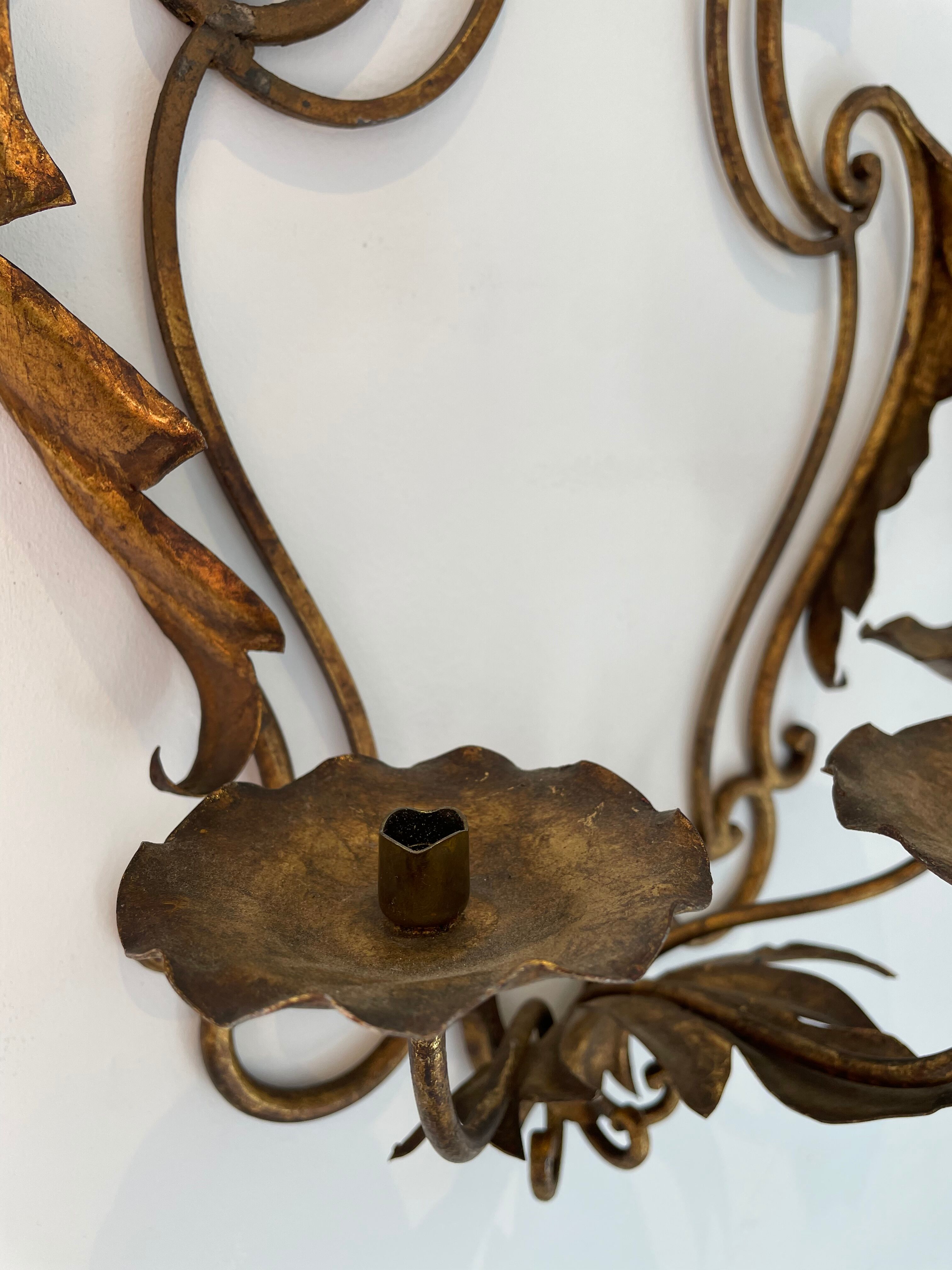 Pairs of sconces with 3 brass fires early XXth