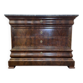 Commode époque Louis Philippe en acajou et placage d'acajou marbre gris vei