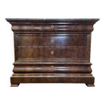 Commode époque Louis Philippe en acajou et placage d’acajou marbre gris vei