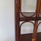 Vintage bookcase-5-level shelf-wood, bamboo and rattan-bentwood style-80s