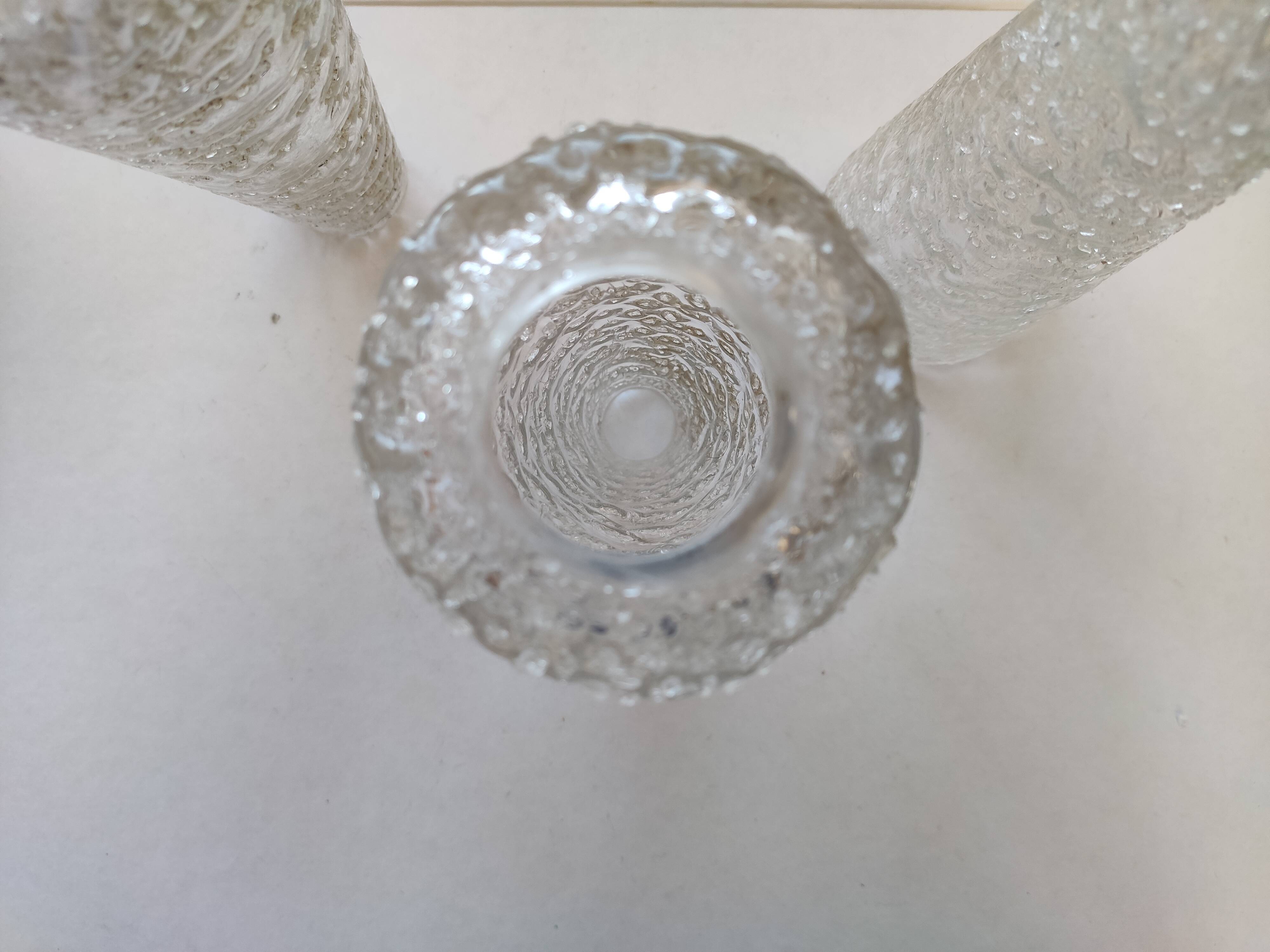 3 globes tulips elongated glass molded glass old 1950/1960