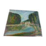 Table the mill by the vintage river 1950, unsigned