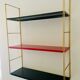 Modular vintage wall shelf, black and red metal circa 1960s