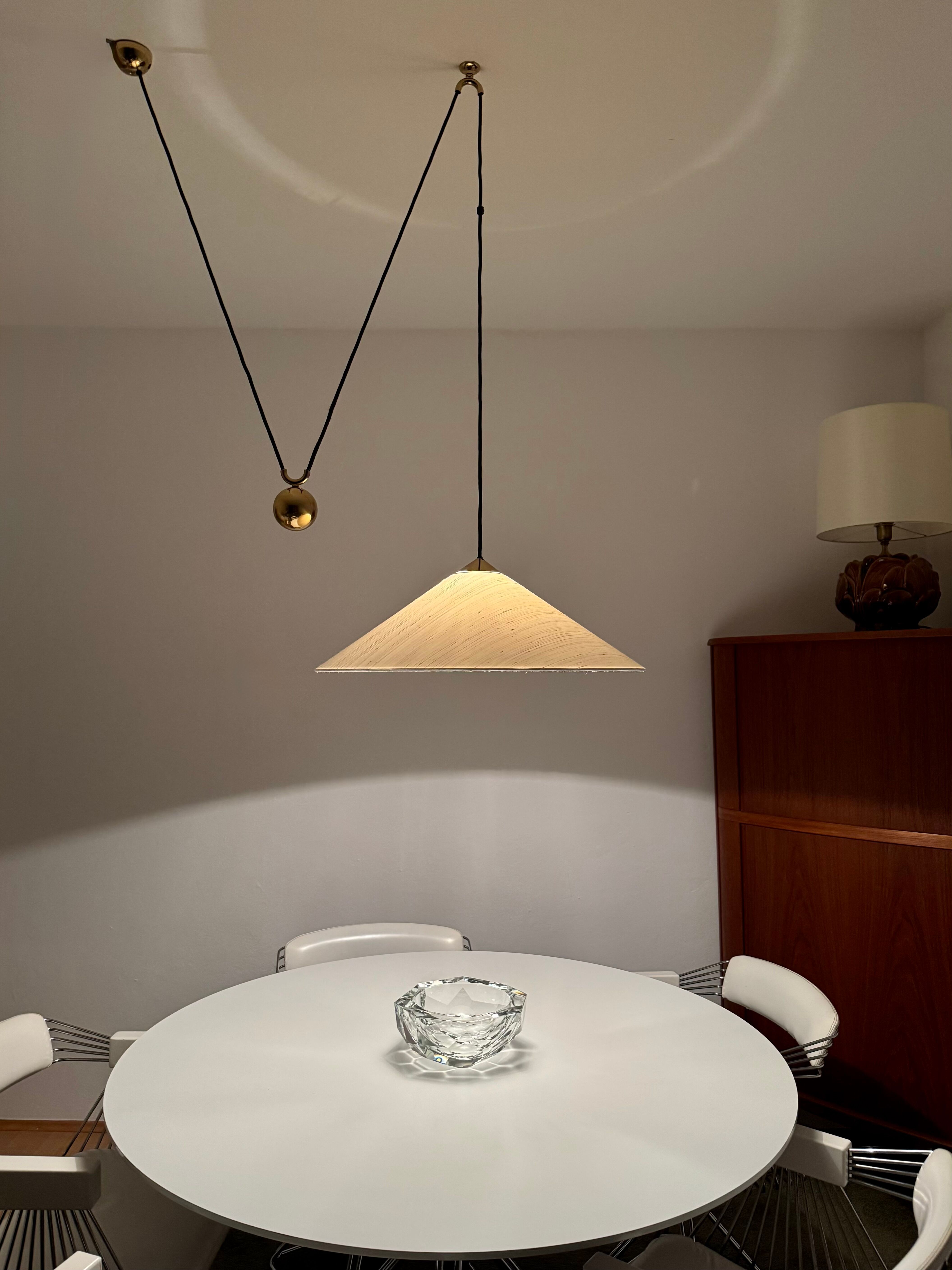 Large Adjustable Brass Pendant Lamp with Counterweight by Florian Schulz