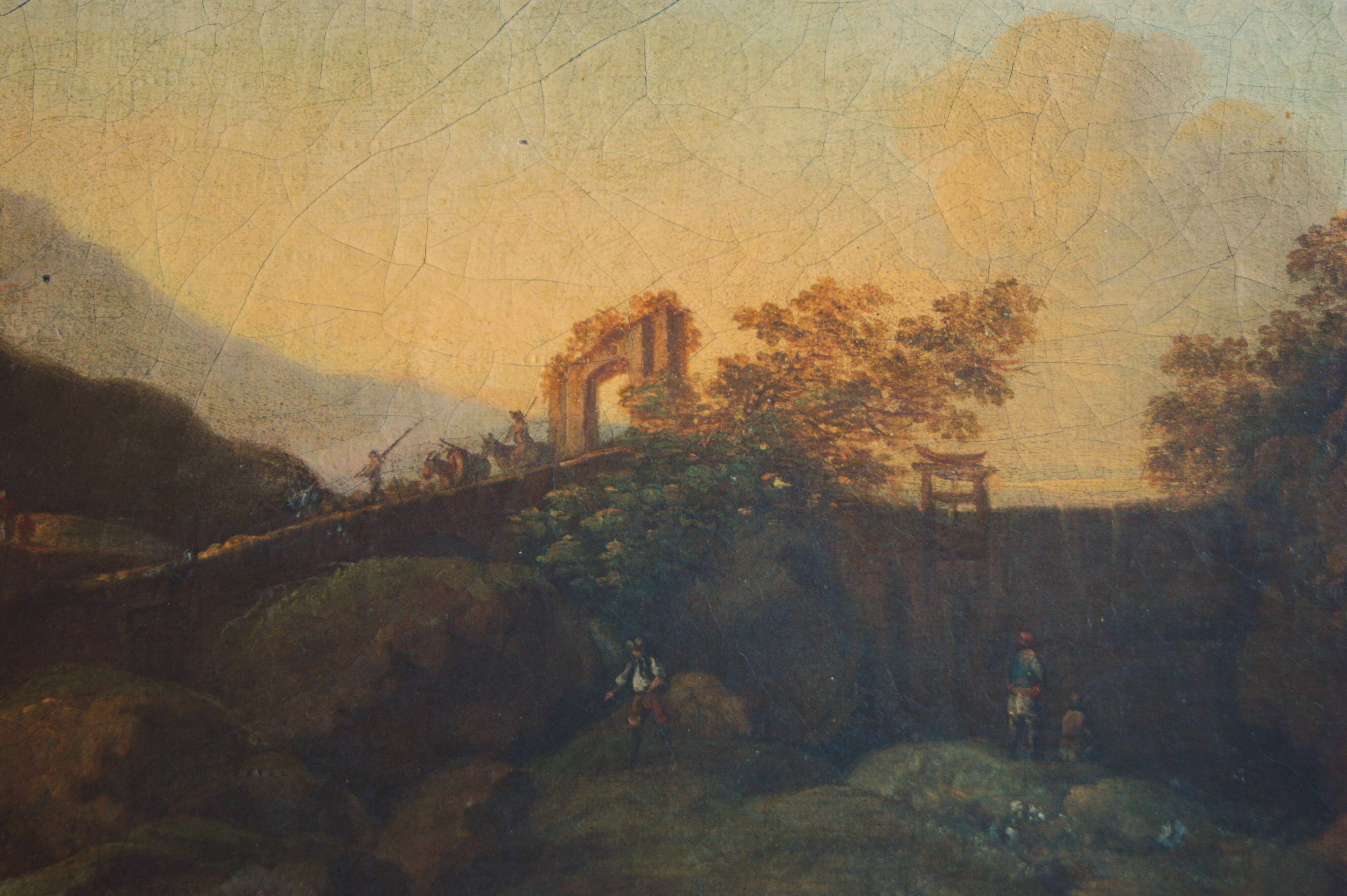 Antique Landscape Painting- early 19th-century - Italian landscape with pastoral scenery.