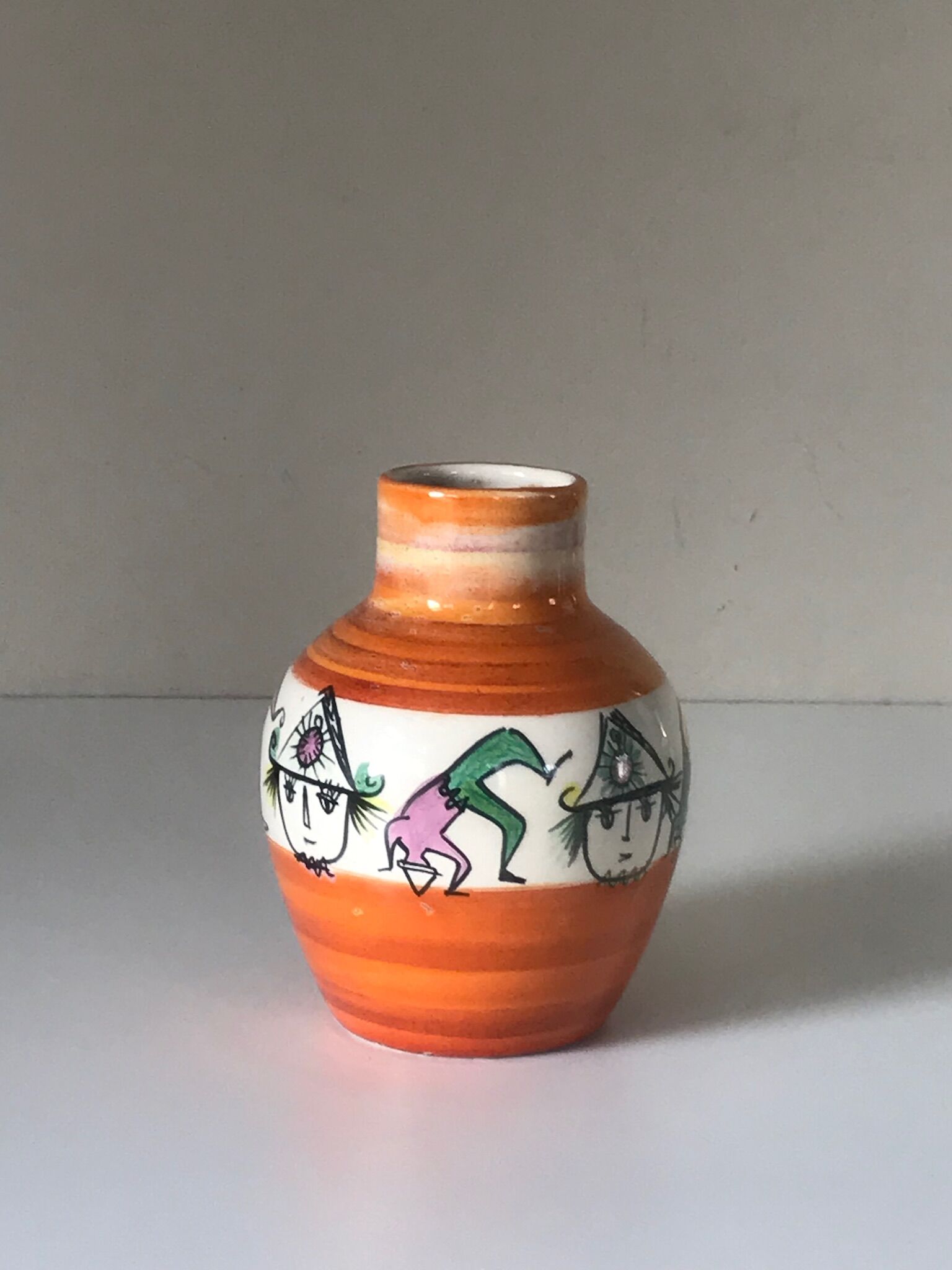 Vase ceramic motifs clowns accolay design 60 years