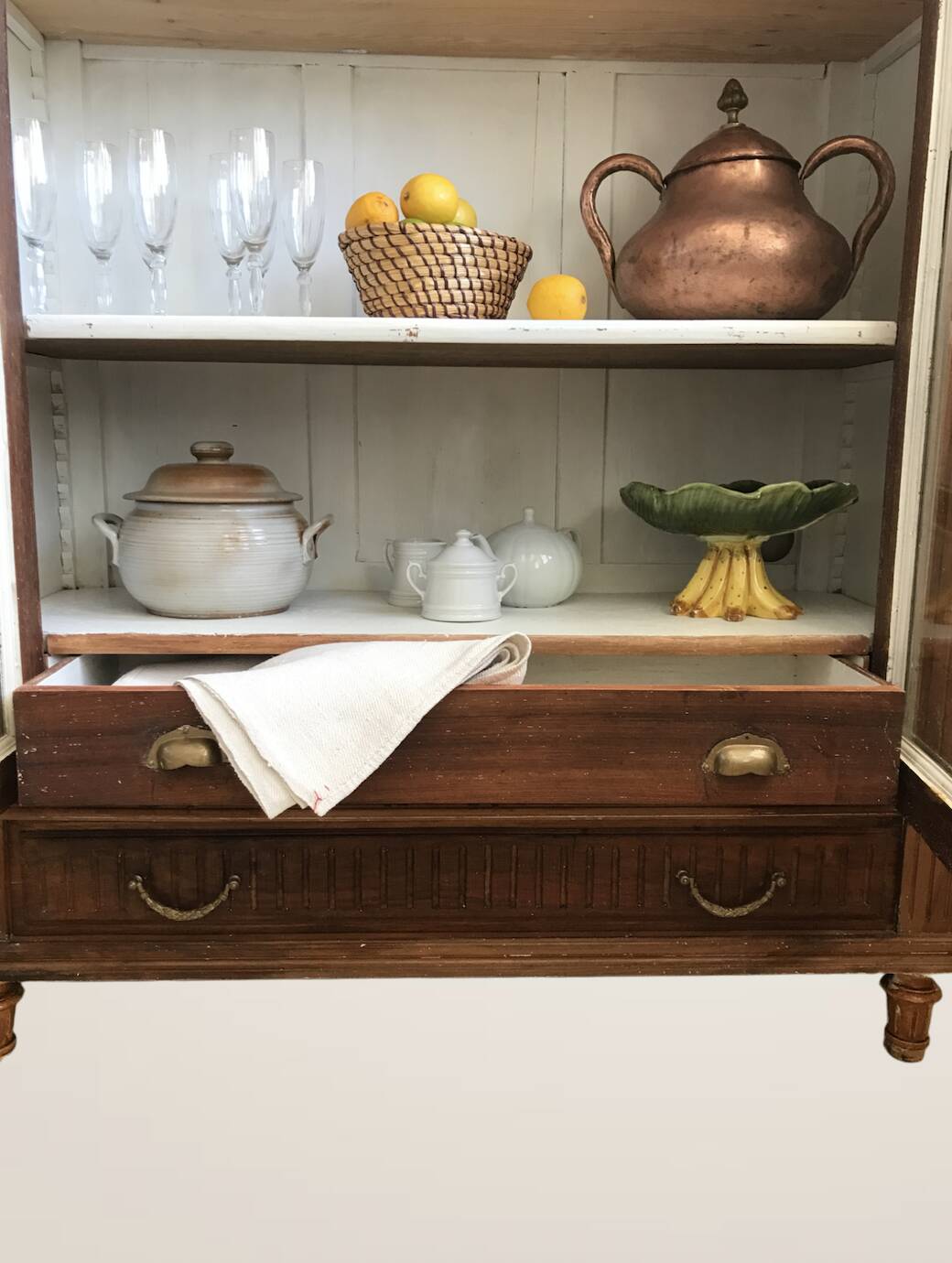 Display cabinet, dresser, antique wooden bookshelf.