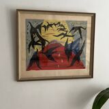 Lars s'en prend. "le salaire des oiseaux". lithographie en couleurs, signée et numérotée 39/60
