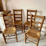 Wood and straw chairs