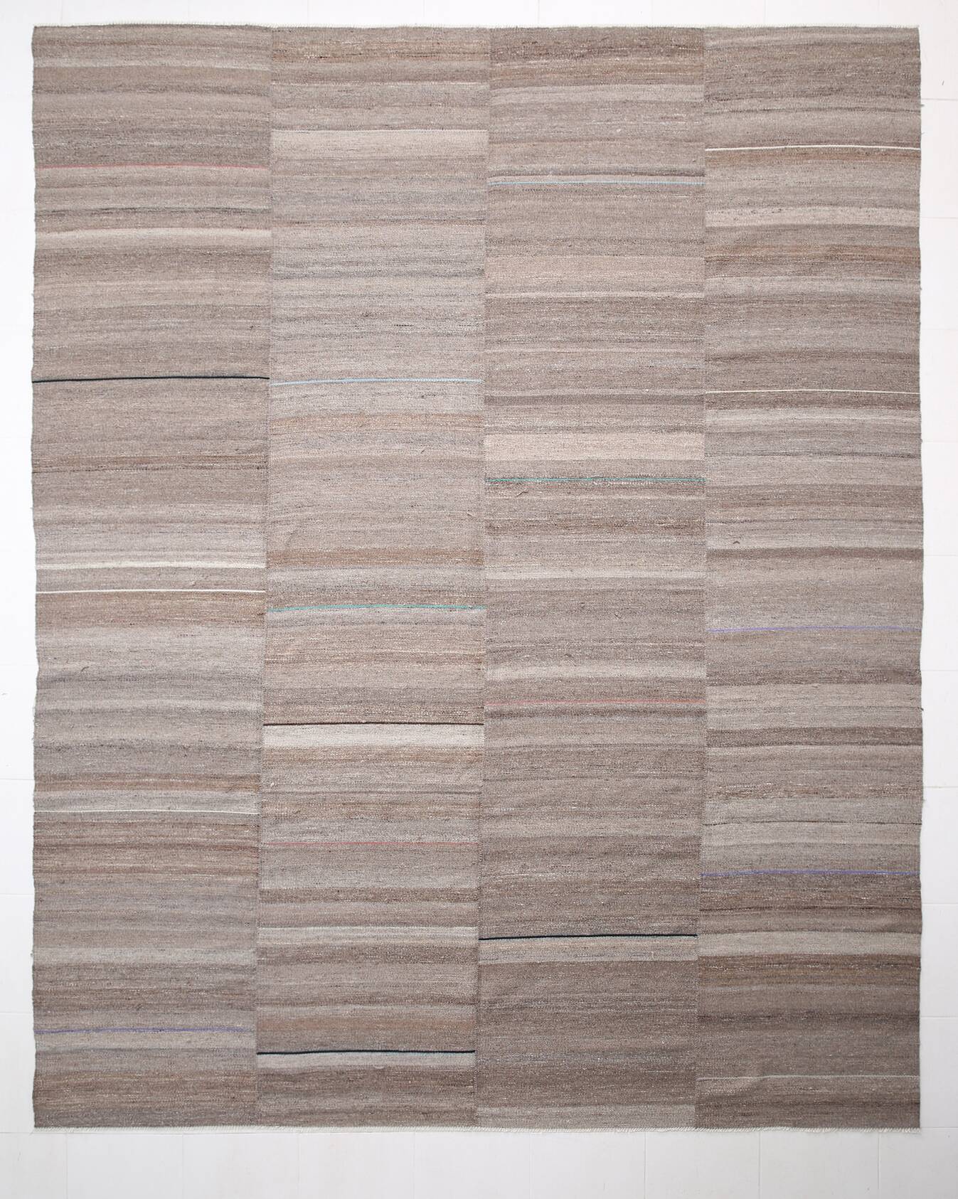 10x13 Turkish Brown & Bronze Handmade Kilim Rug, 303x386Cm