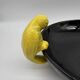 Large vintage black ceramic bowl with yellow parakeets, Vallauris.