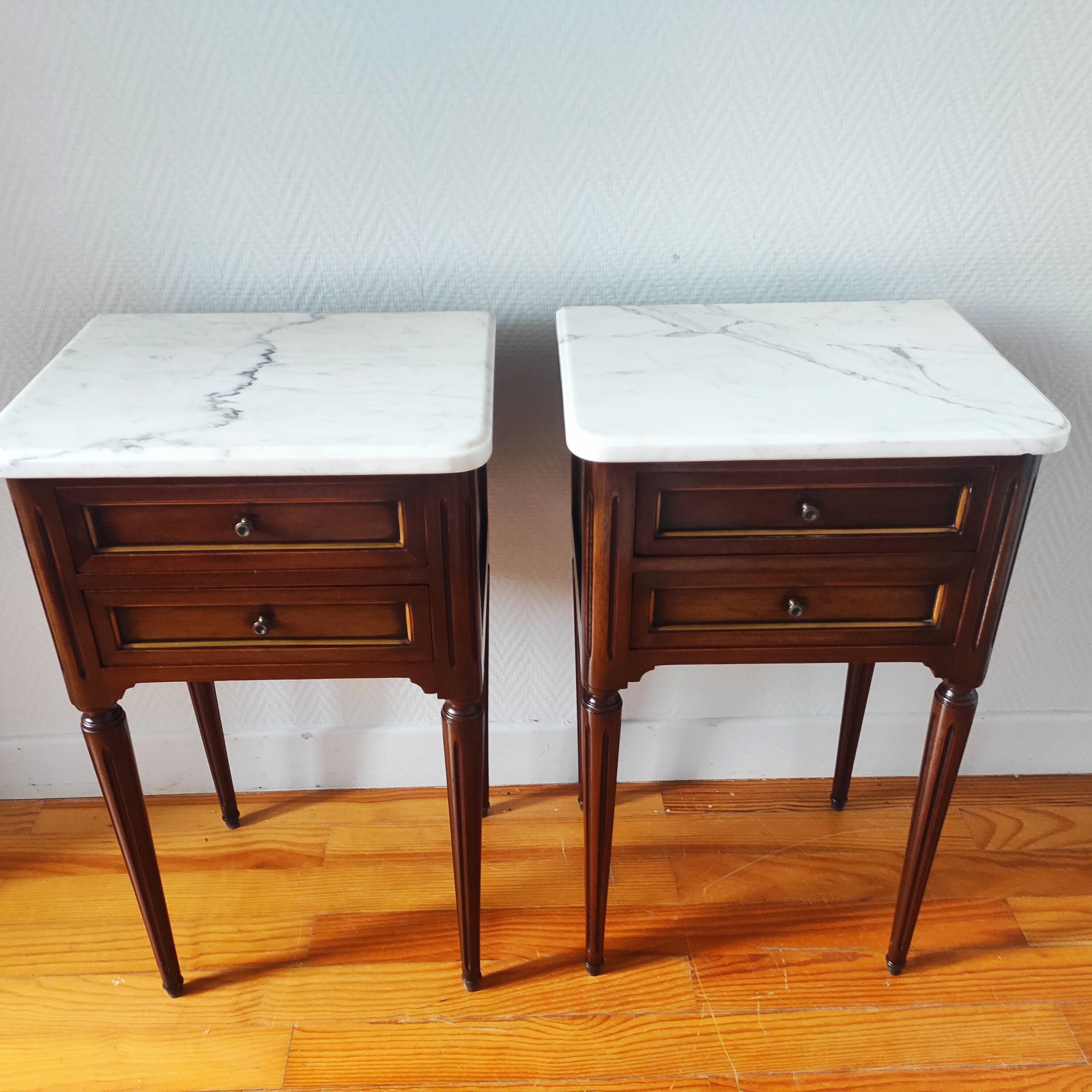 Pair of Louis XVI style bedside tables