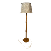 Large pine lamp with wool shade, 1960s