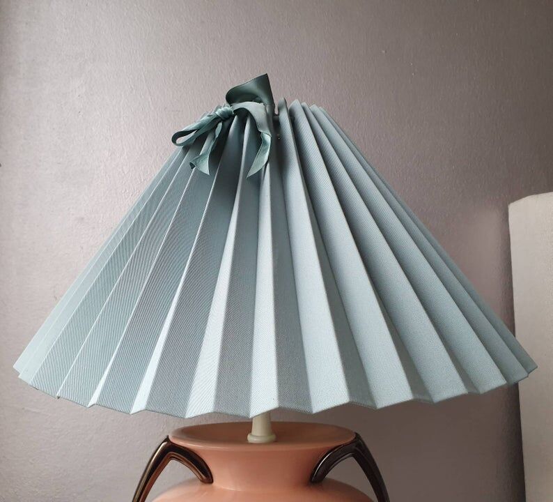 Ceramic lamp with 80s fabric lampshade