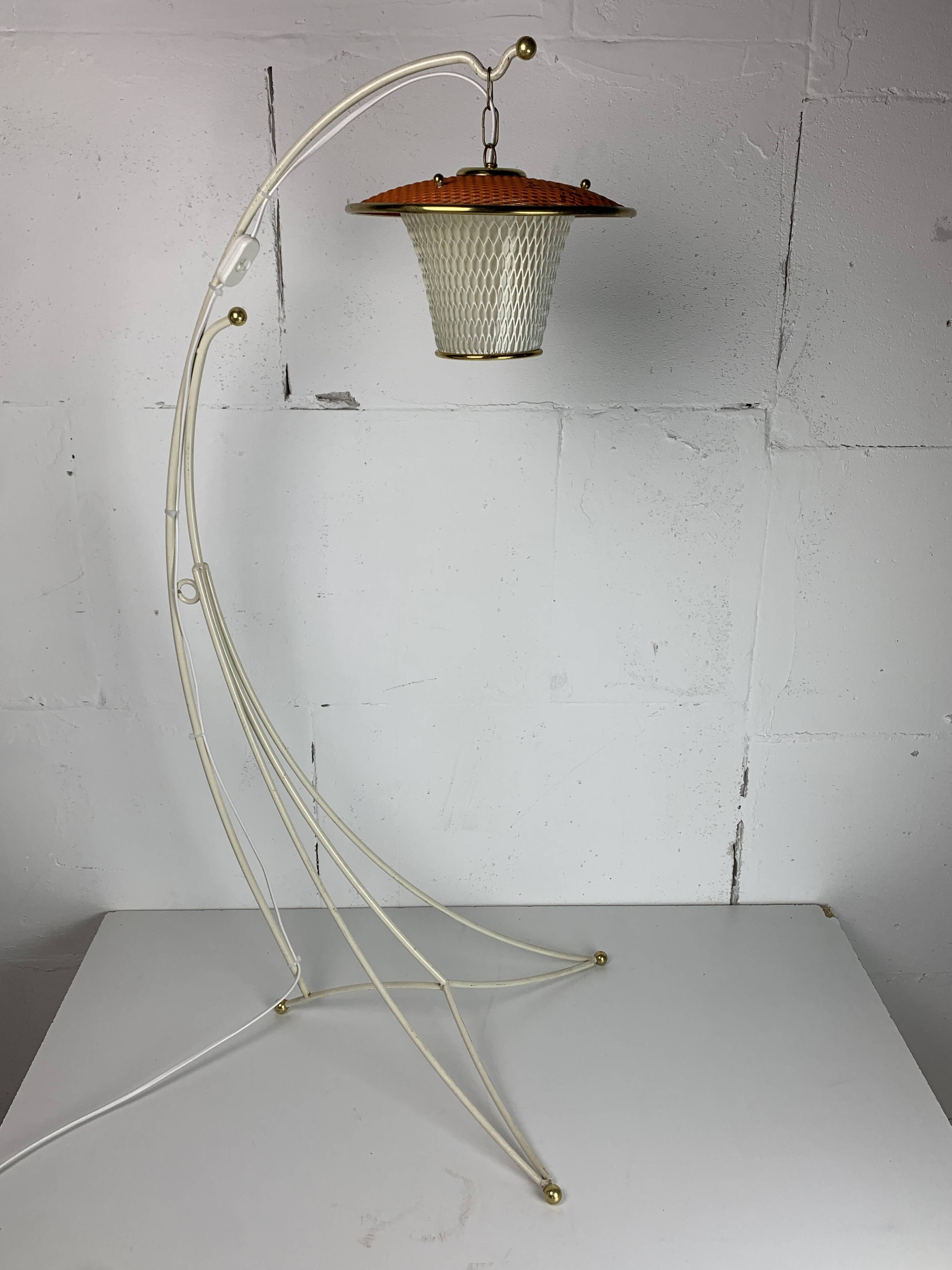 Midcentury French rockabilly lantern low floor lamp, 1950s