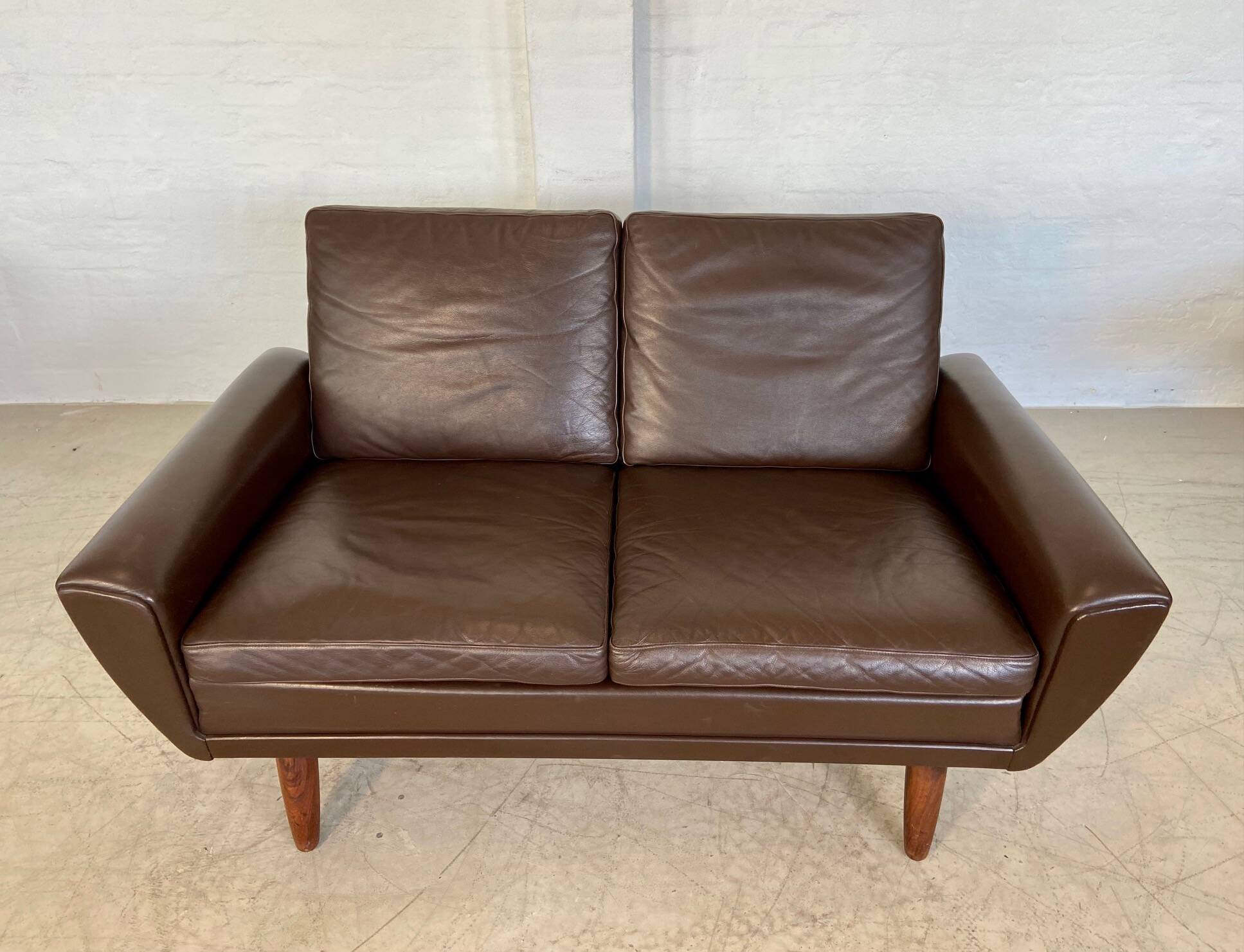 Canapé 2 places g. thams vintage rétro danois du milieu du siècle en cuir de coco des années 60