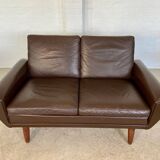 Canapé 2 places g. thams vintage rétro danois du milieu du siècle en cuir de coco des années 60