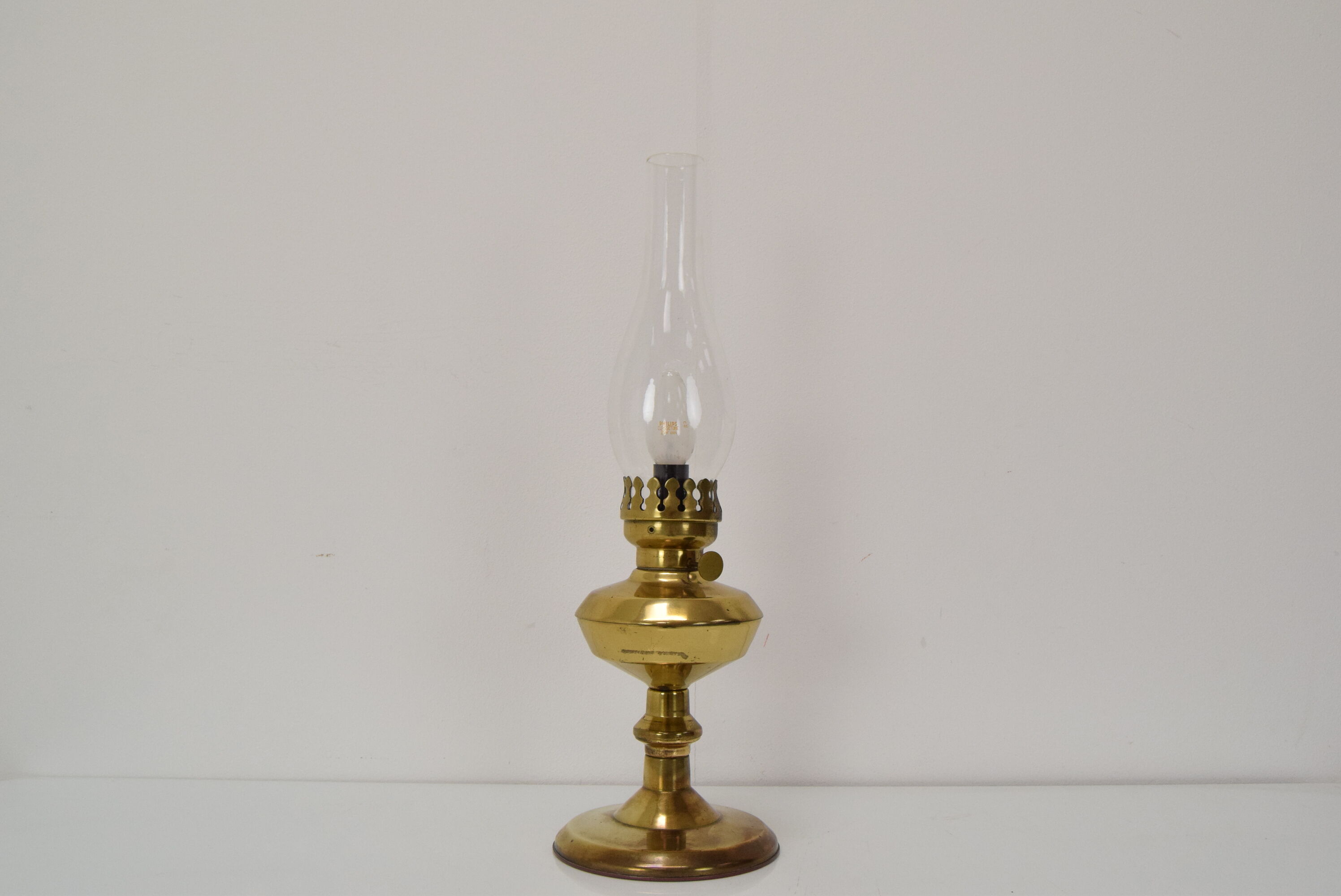 Vintage brass table lamp, czechoslovakia, 1950's.