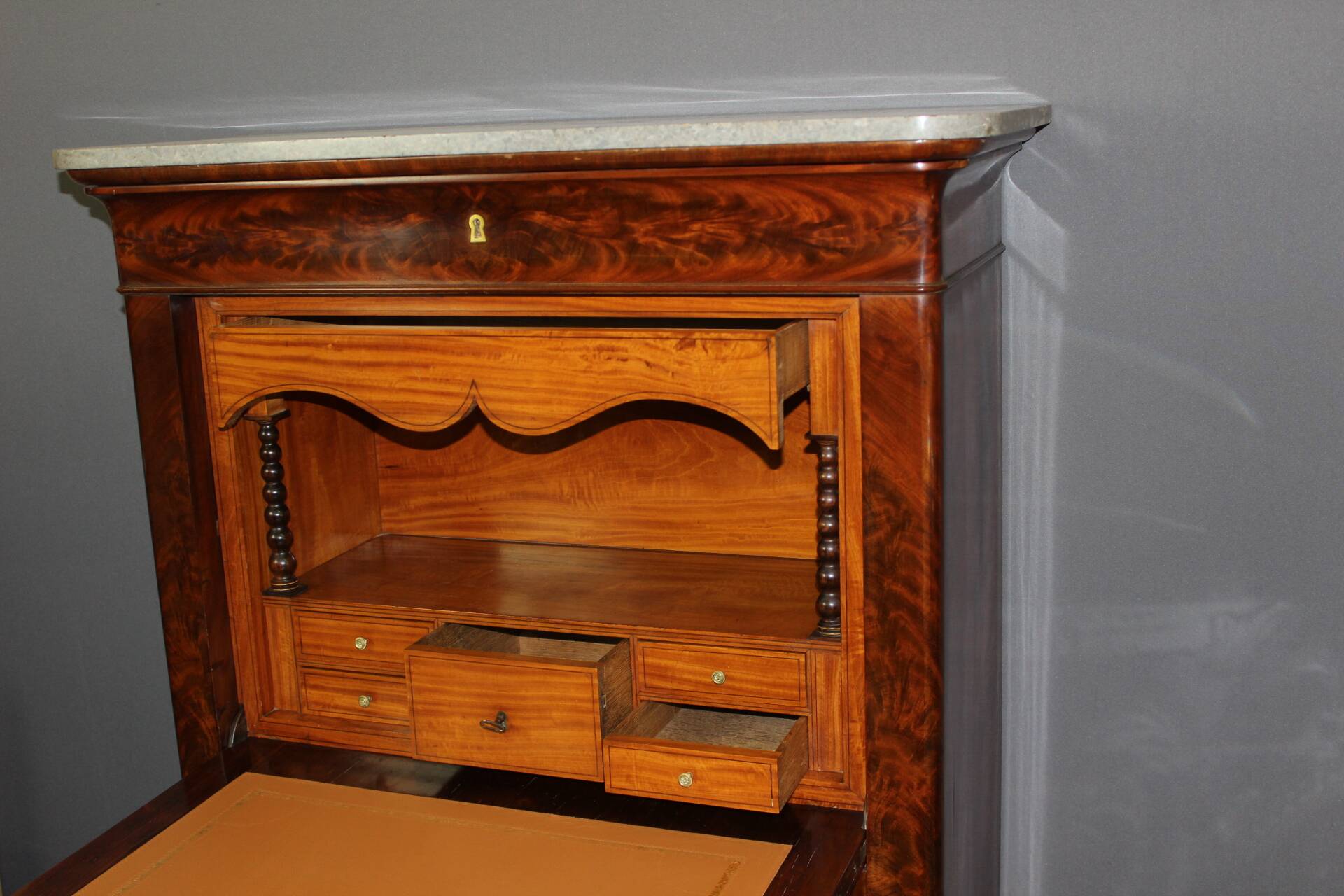 Charles X Secretary in Mahogany and Maple, early 19th century