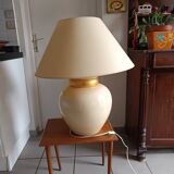 large beige and gold Raku ceramic living room lamp by Robert Kostka