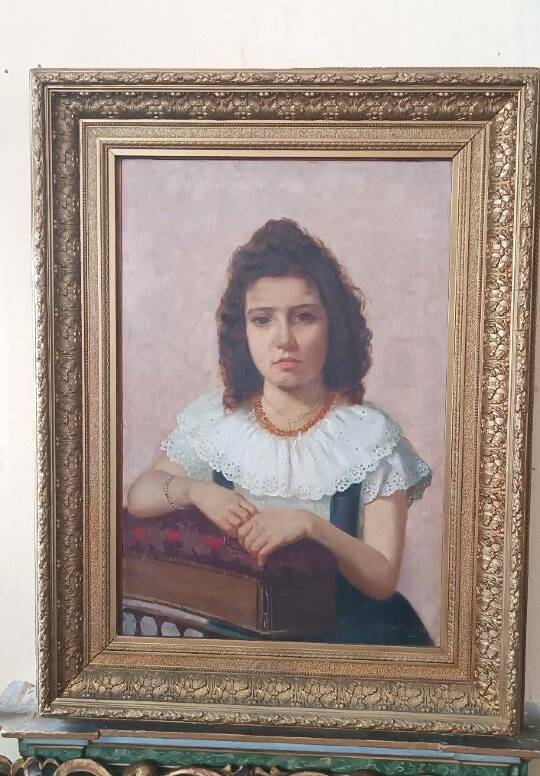 Oil on canvas female portrait 1898 - Maurizio Barricelli (Benevento, 1874 – Rome, 1931)