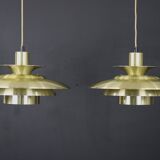 Rare golden pair of Danish design lamps - Jeka Metaltryk model 1017 - great condition.