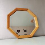 Vintage wooden mirror with cut glass, 80s (54 x 54 cm)